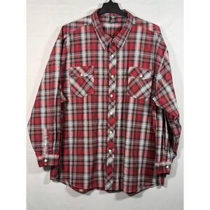 Blue Gear Plaid Long Sleeve Button Up Shirt Men's 5XL Red Gray Black‎ Western